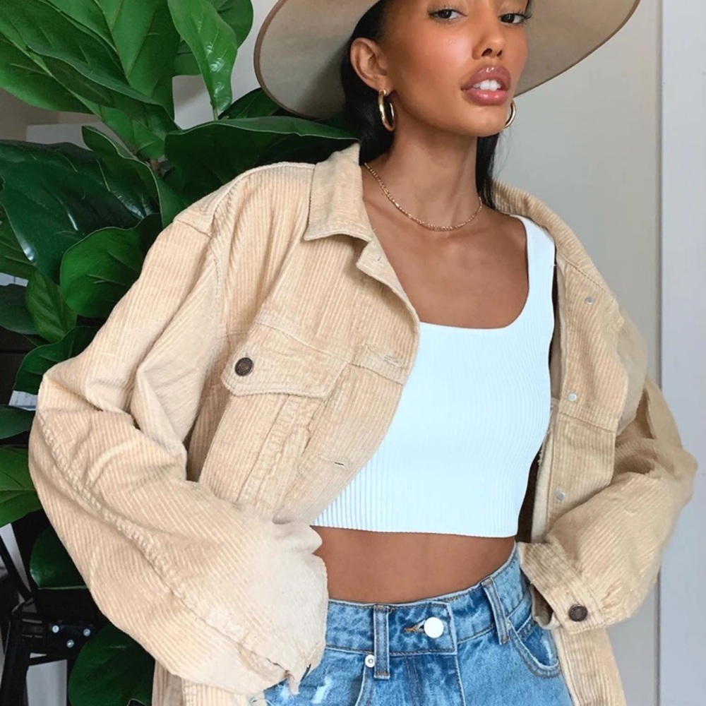 Princess Polly Western Cord Jacket Beige